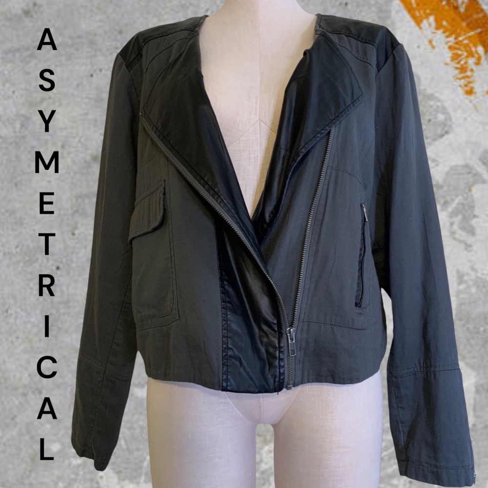 Apt. 9 Cropped Asymmetrical Jacket Gray
